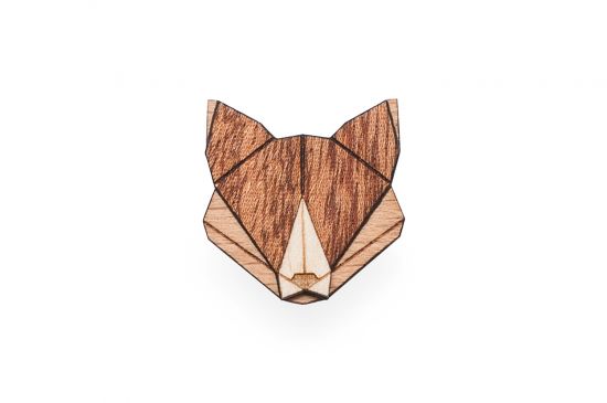 Drewniana broszka Fox Brooch