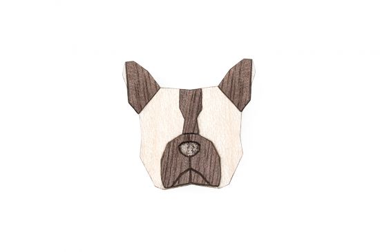 Drewniana broszka French Bulldog Brooch