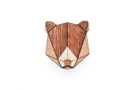 Drewniana broszka Bear Brooch