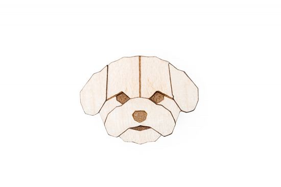 Drewniana broszka Bichon Frise Brooch