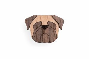 Drewniana broszka Pug Brooch