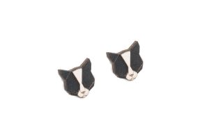 Drewniane kolczyki Black Cat Earrings