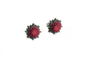 Drewniane kolczyki Red Flower Earrings