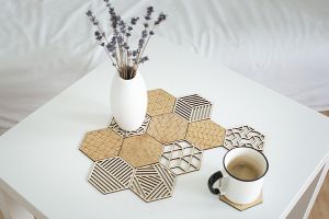 Drewniana podkładka	 Nature Carved Coasters