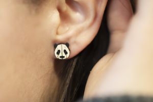 Drewniane kolczyki Panda Earrings