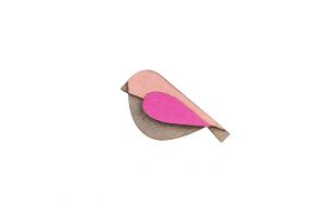 Drewniana broszka Pink Bird Brooch