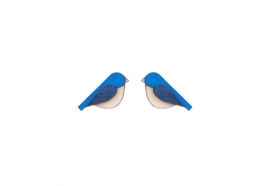 Drewniane kolczyki Blue Bird Earrings