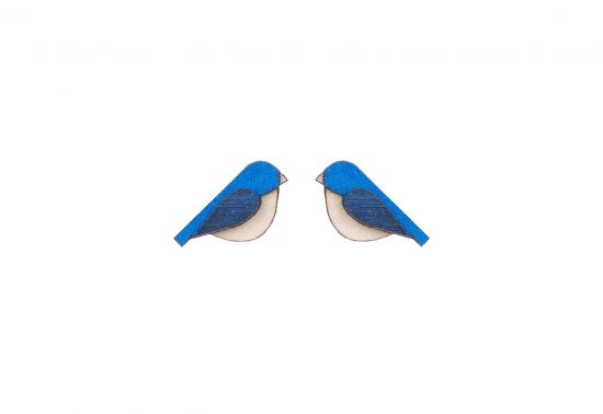 Drewniane kolczyki Blue Bird Earrings