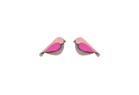 Drewniane kolczyki Pink Bird Earrings