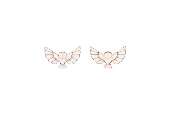 Drewniane kolczyki Snowy Owl Earrings