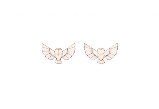 Drewniane kolczyki Snowy Owl Earrings