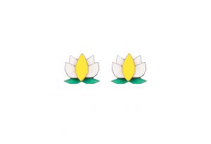 Drewniane kolczyki Yellow Lotus Earrings