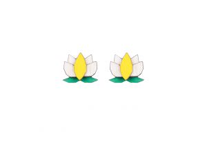 Drewniane kolczyki Yellow Lotus Earrings