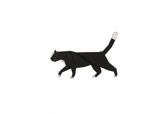 Drewniana broszka Walking Cat Brooch