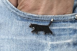 Drewniana broszka Walking Cat Brooch