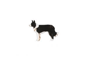 Drewniana broszka Walking Collie Brooch