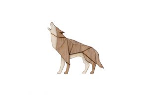 Drewniana broszka Walking Wolf Brooch