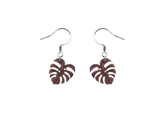 Drewniane kolczyki Monstera Earrings