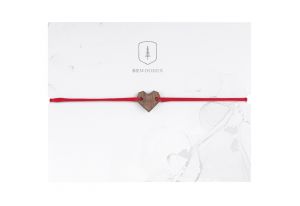 Bransoletka sznurkowa Red Heart Wooden Bracelet