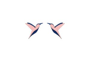 Drewniane kolczyki Pink Hummingbird Earrings