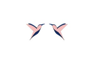 Drewniane kolczyki Pink Hummingbird Earrings