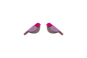 Drewniane kolczyki Purple Cutebird Earrings