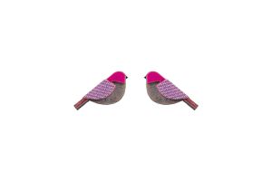 Drewniane kolczyki Purple Cutebird Earrings