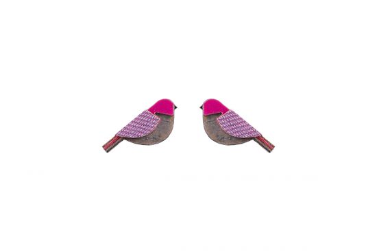 Drewniane kolczyki Purple Cutebird Earrings