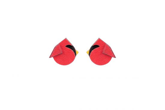 Drewniane kolczyki Red Cutebird Earrings