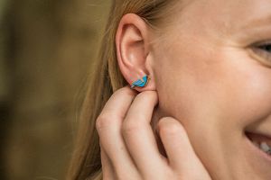 Drewniane kolczyki Blue Cutebird Earrings