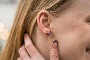 Drewniane kolczyki Purple Cutebird Earrings