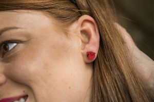 Drewniane kolczyki Red Cutebird Earrings