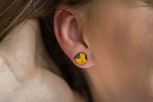 Drewniane kolczyki Yellow Cutebird Earrings
