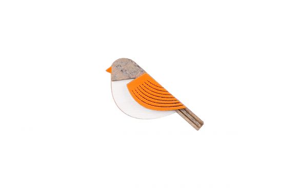 Drewniana broszka Orange Cutebird Brooch