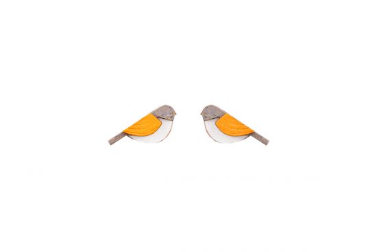 Drewniane kolczyki Orange Cutebird Earrings