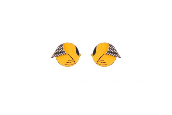 Drewniane kolczyki Yellow Cutebird Earrings