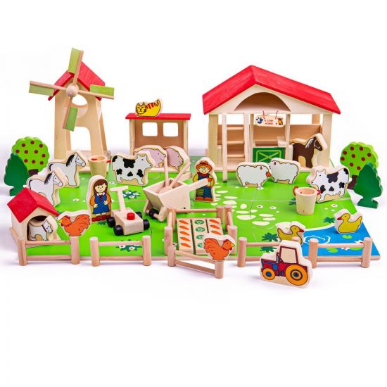 Bigjigs Toys Duża Drewniana Farma