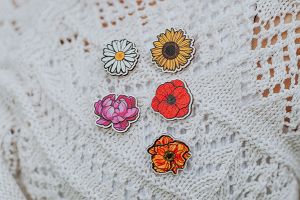 Drewniana broszka Sunflower Bloom Brooch
