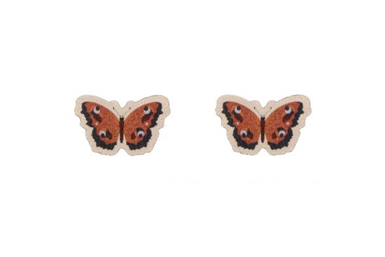 Drewniane kolczyki Czerwony motyl