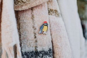 Drewniana broszka Great Tit by Epipi