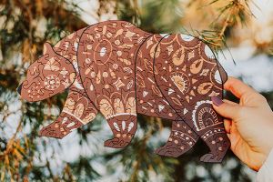 Drewniane puzzle Niedźwiedź Scandi