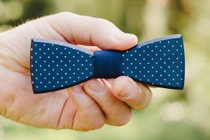 Drewniana muszka Navy Speckle