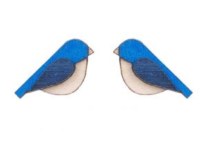 Drewniane kolczyki Blue Bird Earrings