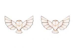 Drewniane kolczyki Snowy Owl Earrings