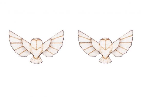 Drewniane kolczyki Snowy Owl Earrings