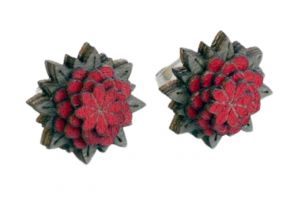 Drewniane kolczyki Red Flower Earrings