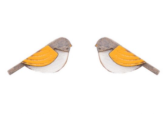Drewniane kolczyki Orange Cutebird Earrings