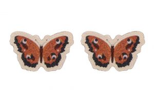 Drewniane kolczyki Czerwony motyl