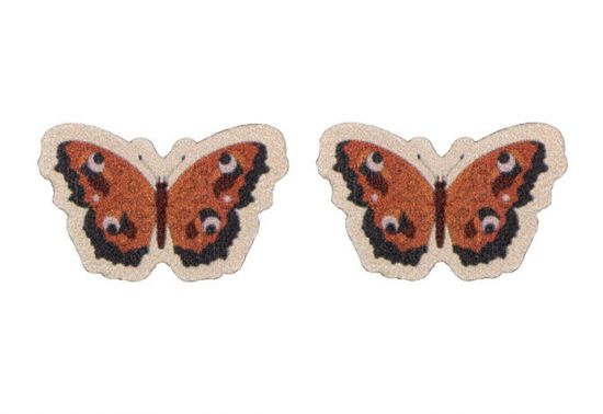 Drewniane kolczyki Czerwony motyl