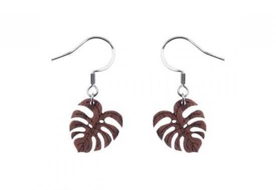 Drewniane kolczyki Monstera Earrings